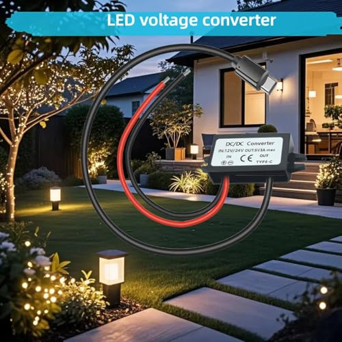 Car Power Transformer 12V 24V to 5V USB 3A Step Down Converter with Type C Adapter, 15W Buck Converter Voltage Reducer Regulator for Car/Truck/Boat(Input 8V-32V)