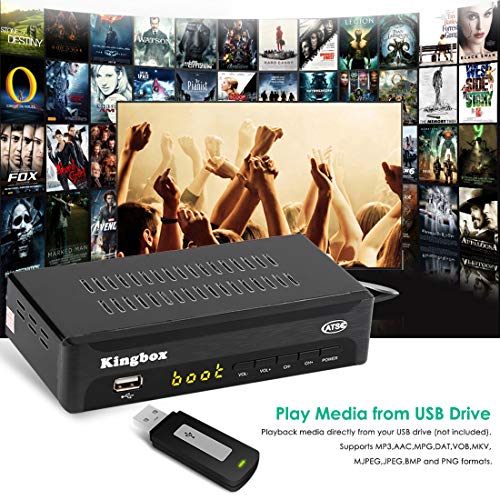 Kingbox Digital Converter Box for Analog TV, ATSC Tuner 1080P with Recording TV Shows, USB Multimedia Playback, and TV Tuner Function (2019 Version)