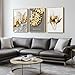 Framed Modern Luxury Large Gold Wall Art for Living Room, Set of 3 Piece Contemporary Paintings Artwork for Walls, Big Size Prints with Gold Frame, Pictures for Hallway, Office Wall Decor 24x36 Inch
