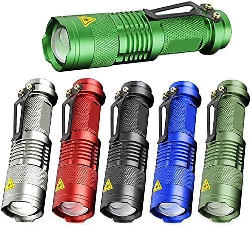 MODOAO Paquete de 6 mini linternas LED 7W 300LM SK-68 3 modos de enfoque ajustable zoomable Q5 LED linterna táctica para camping, senderismo,