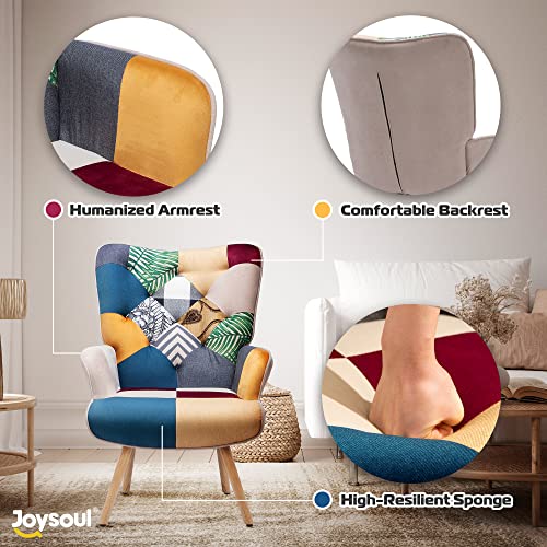 Joysoul Living Room Accent Chair Modern High Back Arm Chair, Colorful Plaid Bohemian Style Chairs For Bedroom Waiting Room #TOP3