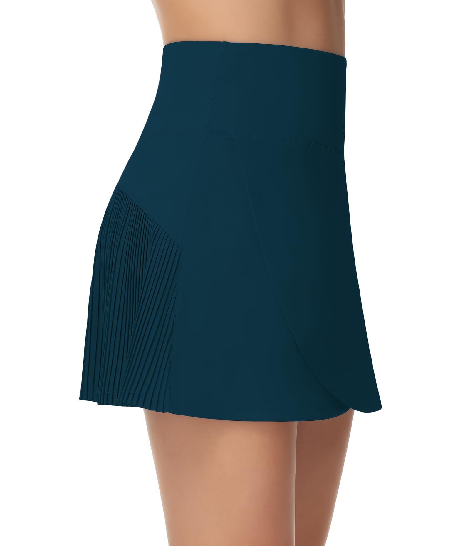 THE GYM PEOPLE Women's High Waisted Tennis Skirts Crossover Hemline Back Pleated Golf Skorts with Inner Shorts