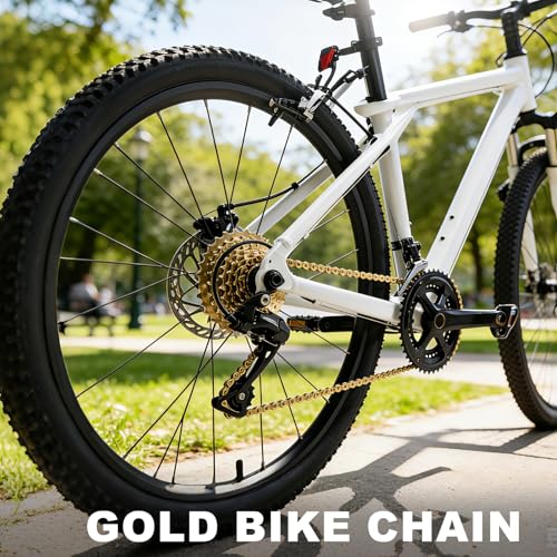 6/7/8/9/10/11/12 Speed Bike Chain – High-Strength, Durable & Smooth-Shifting for Road/Mountain Bikes (Gold-6/7/8-Speed) - Thumbnail 2