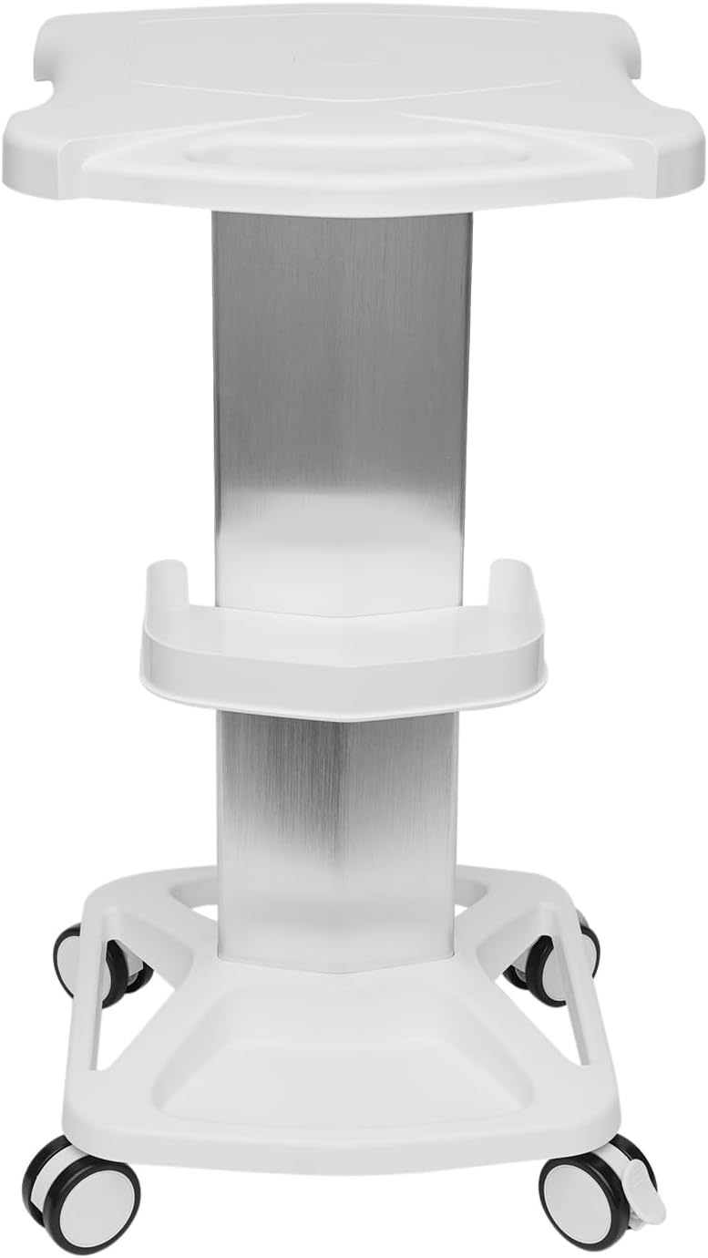 Aluminum Alloy Salon Trolley Cart - Mobile Dental Tool Stand with Swivel Casters for Ultrasonic Cavitation & RF Machines - Assembled Medical Equipment Cart