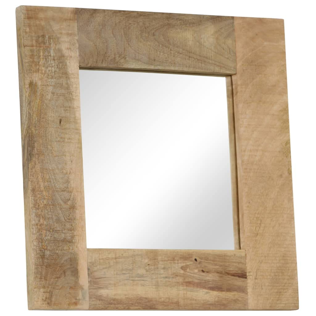 Lustro z litego drewna mango 50 x 50 cm, lustro ścienne z drewnianą