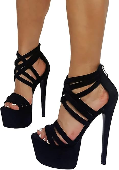 Amazon.com: Tacones altos Plataformas Encaje Hasta Sexy Open Toe Zapatos  Confort Tacón Fiesta Ocasión Tacón Vestido Plataforma Sandalias-Negro||36 :  Ropa, Zapatos y Joyería