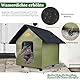 Beheiztes Katzenhaus, Katzenhaus Outdoor Winterfest Wasserdicht mit erhöhtem Sockel, faltbares Katzenhaus für Wildkatzen, Gemeinschaftskatzen und kleine Hunde (Grün)