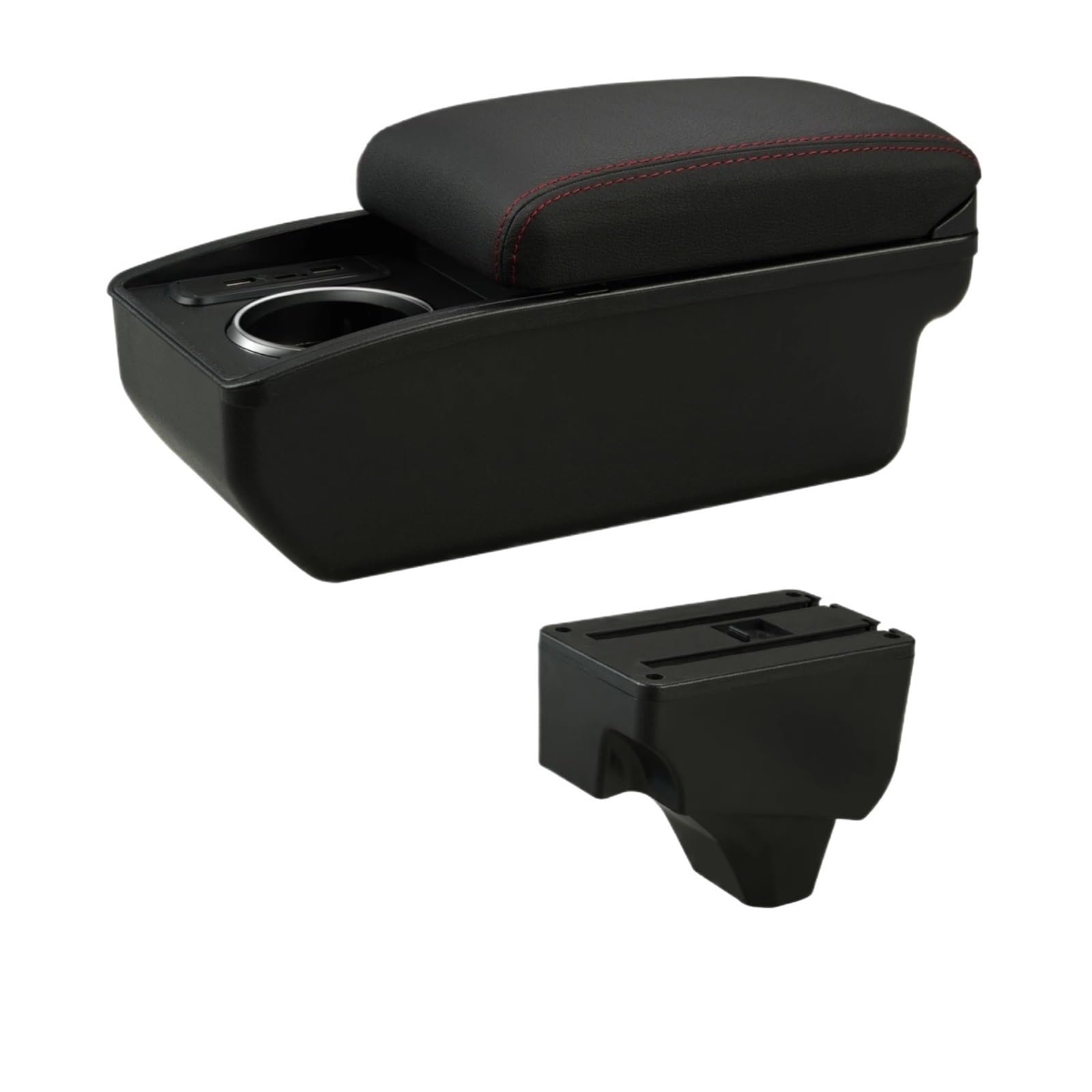 Umdjju C1 Red Line 6Usb For Peugeot 208 2008 2019-2024 Car Armrest Storage Box Dedicated Retrofit Parts Interior Accessories Car Centre Console Armrest Box(C1 Red Line 6Usb)