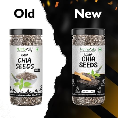Image of NutroVally Chia Seeds & Pumpkin Seeds Combo - 400g (200g Each) |High in Omega-3, Fiber, Protein & Antioxidants |Super Combo Seeds for Digestion, Bone Strength, Energy & Weight Management |Seeds combo