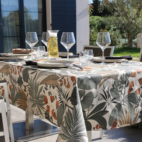 HOME MAISON Sud Etoffe - Nappe rectangulaire en Coton Enduit Bronze 150x250 cm