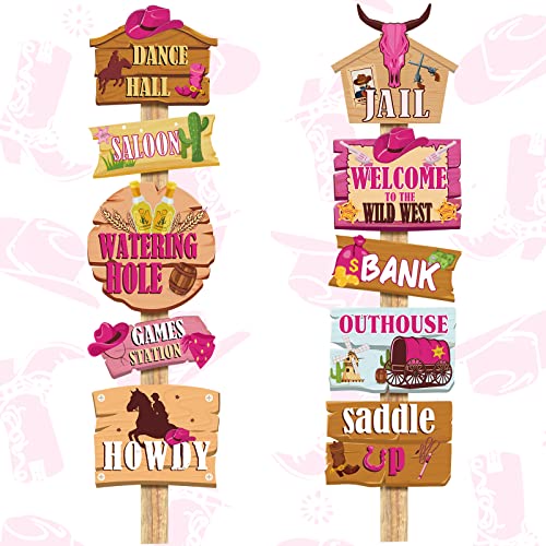 20 Pieces Cowgirl Theme Party Decorations Large Western Party Directional Sign Wild West Welcome Yard Sign Cowgirl Birthday