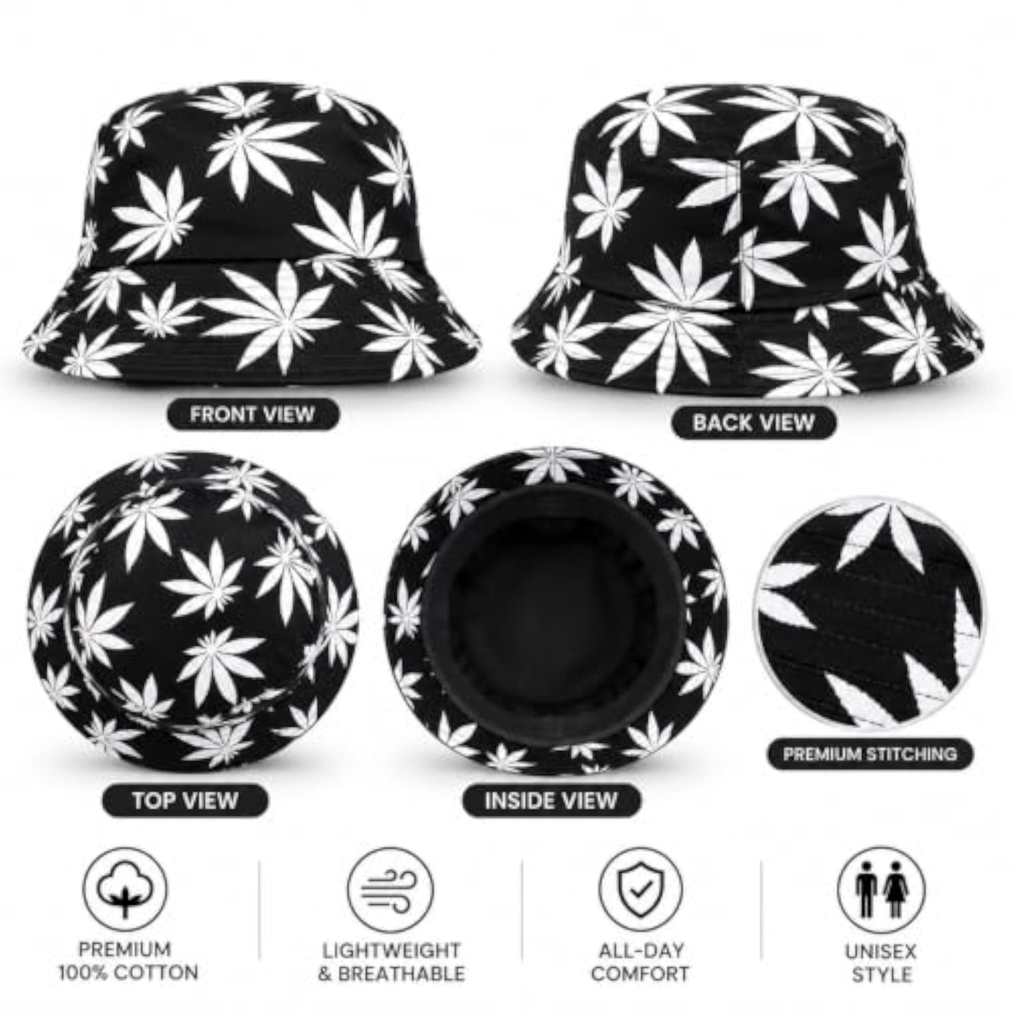 Cotton Adults Bucket Hat Summer UV Protection Beach Hat