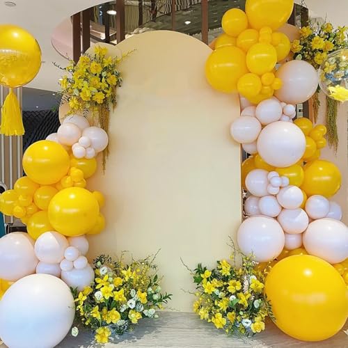 Image of Voircoloria 90pack Lemon Yellow Balloons Different Size 18 /12 /10 /5 Inch Yellow Balloon Garland Arch Kit for Graduation, Wedding, Birthday, Princess Theme, Baby Shower, Anniversary Party Decorations