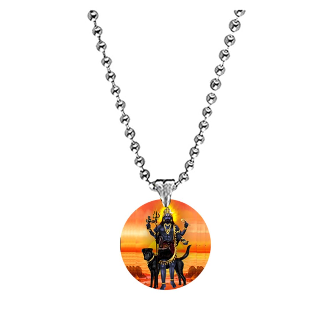 Abhiora FashionLord Kaal Bhairava Blessing Bead Chain Orange Acrylic Pendant for Men Women | Spiritual Devotional Charm for Gifting, Festivals and Personal Styling-image-30