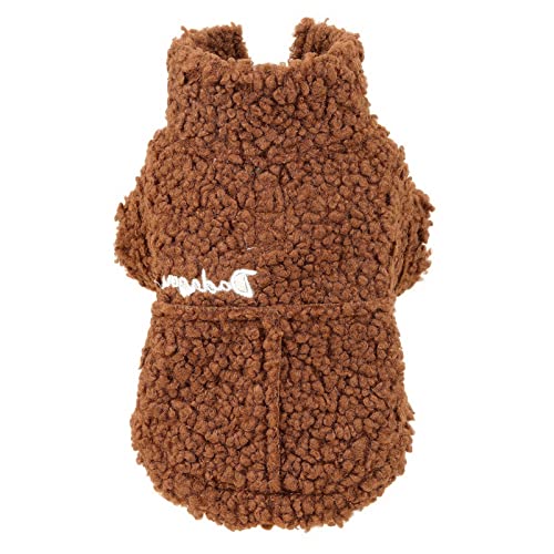 SMALLLEE_LUCKY_STORE Haustier-Wildlederjacke Fleece gefüttert, Wintermantel mit D-Ring für kleine Hunde Katzen Welpen, Chihuahua Yorkie warme Kleidung für kaltes Wetter, Braun, S