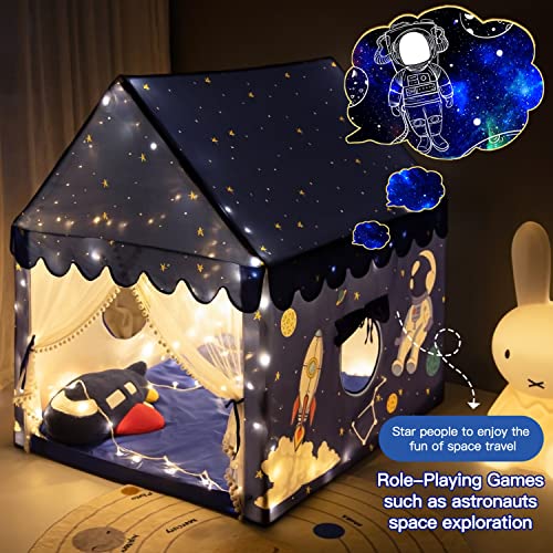 Kids Play Tent Playhouse Indoor Outdoor Tent Kids Boys Toddler Kids Tent Large Castle Play House Spaceship Tent, Outer Space Rocket Blue #TOP4