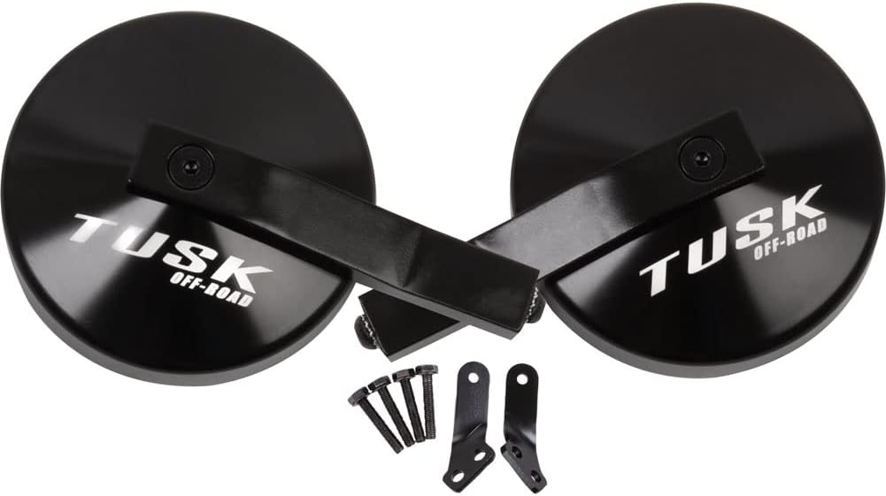 Tusk Alloy UTV Mirror Kit w/A‑Pillar Mounts – Pair of Rearview Mirrors with Black Anodized Alloy Housings and A‑Pillar Mount Hardware