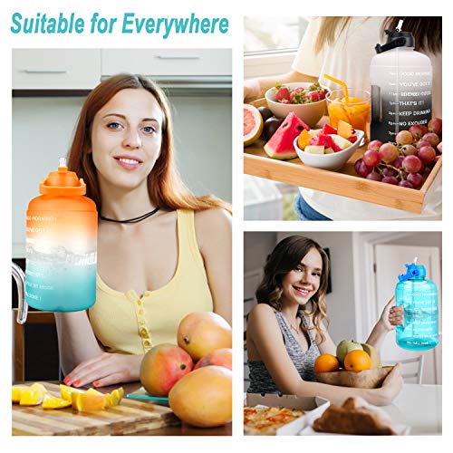 Image of QuiFit 1 Gallon Water Bottle - with Straw & Motivational Time Marker Leak-Proof BPA Free Reusable Gym Sports Outdoor Large(128OZ /73OZ) Capacity Water Jug