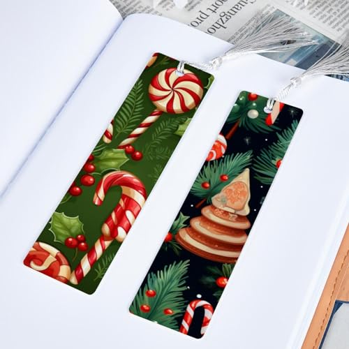 Marque-pages canne de Noël à pompons, accessoires de lecture - 5