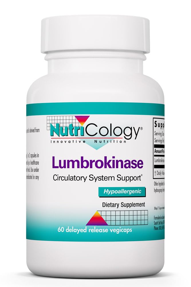 Nutricology Lumbrokinase Delayed Release Enzyme, 60 Capsules Unflavored 60 Count (Pack of 1)