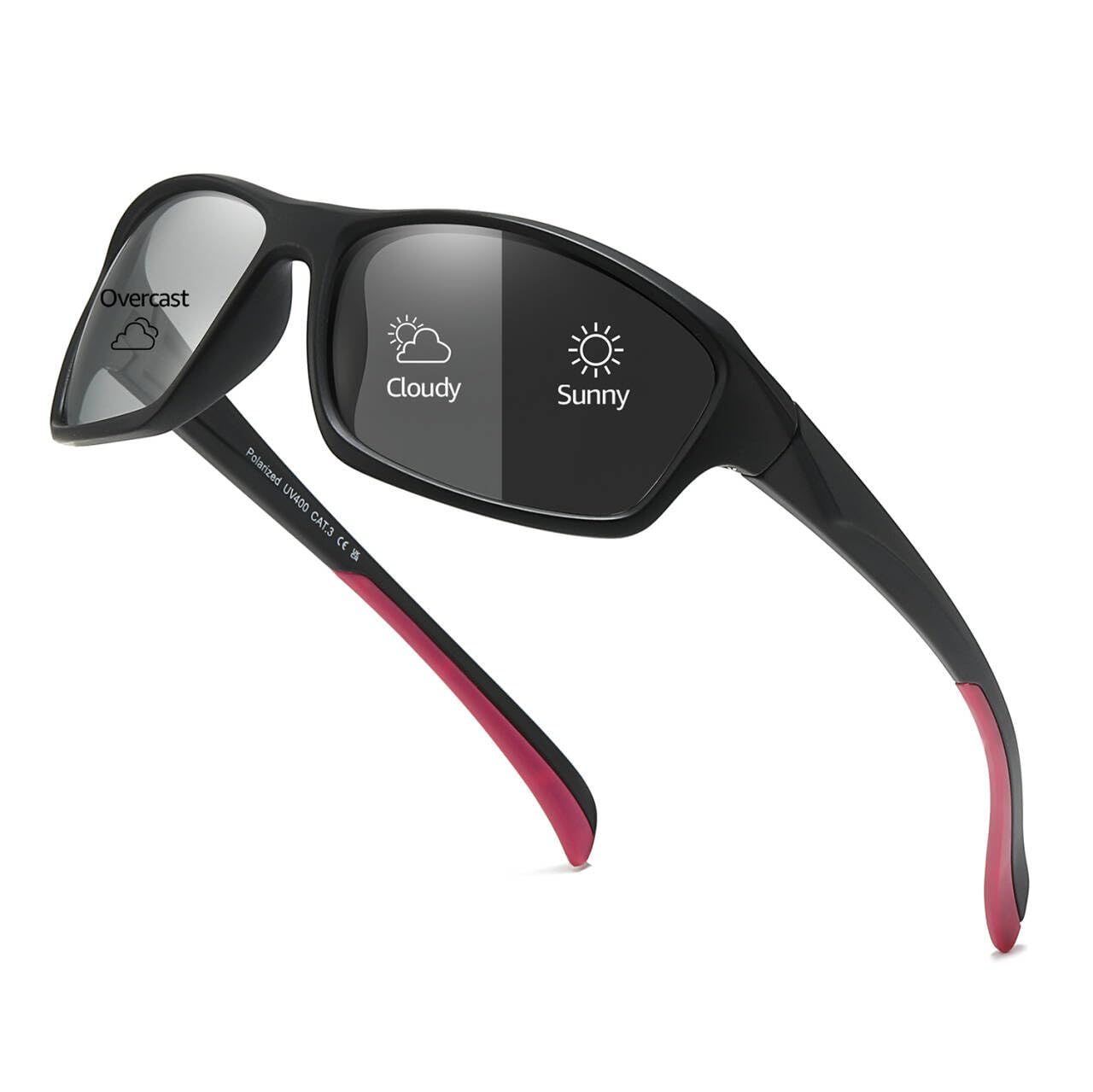 Myiaur Photochromic Cycling Glasses for Women，Polarised UV400 Protection, Rectangular Frame，Ideal for Driving, Outdoor Sports & Everyday Use