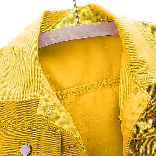 Womens Cropped Denim Jacket 3/4 Sleeve Plus Size Jean Jacket Lightweight Retro Coats3