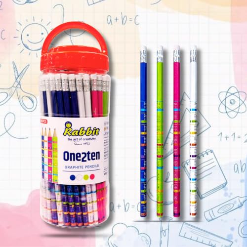 Image of One2Ten Pencils (100) | Super Fun Unicorn & Space Cartoon Theme Dark Lead Pencils for Kids | HB Writing Pencils for Girls & Boys | School & Return Gift Stationery.