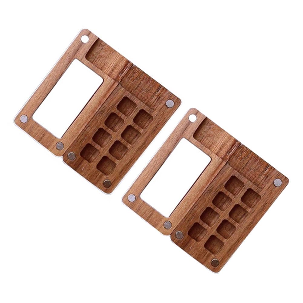 2 paletas de acuarela de madera con 8 cuadrículas y clips para pintura portátil