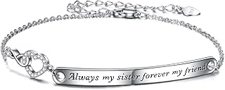 Sister Gifts from Sister Sterling Silver Infinity Love Sister Bracelet Always My Sister Forever My Friend Sister Birthday Jewelry Friendship Gifts