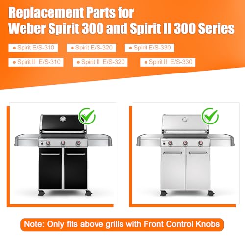 7636 Flavorizer Bar mit 69787 Edelstahl Brenner für Weber Spirit E-310 S-310 E-320 S-320 mit vorderen Brennerknöpfen (2013-2017), 7636 Edelstahl Flavorizer Bars und 69787 Brennerrohre Set für Spirit I