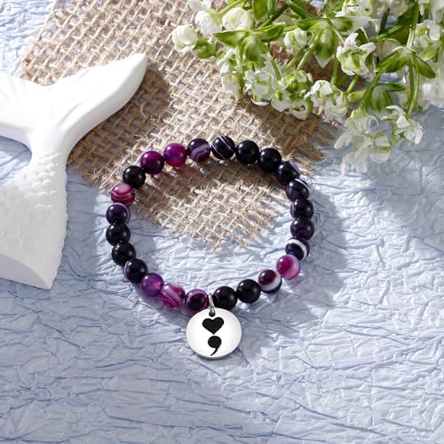 Fullrainbow Gifts for Depression Semicolon Bracelet Mental Health Gifts Suicide Awareness Bracelets Suicide Prevention Bracelet3