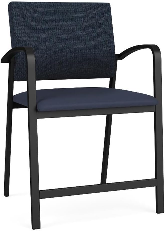 Newport Reception Waiting 24.5" Oversize Hip Chair/Black Steel/Blue/Blue