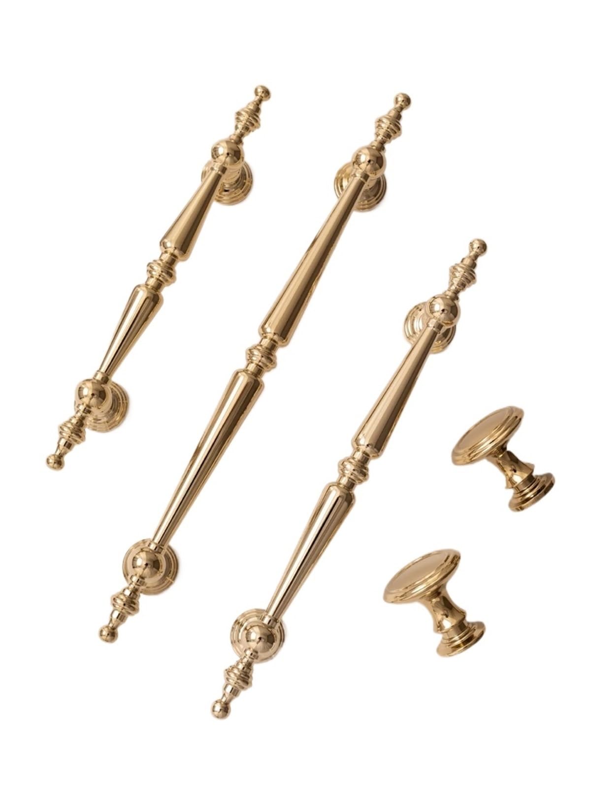 Qvorlth Vintage Cabinet Pulls Brass Kitchen Cabinet Handle Gold Pull Wardrobe Dresser Drawer Knob Luxury Furniture Accessories(Pitch-row-224mm)