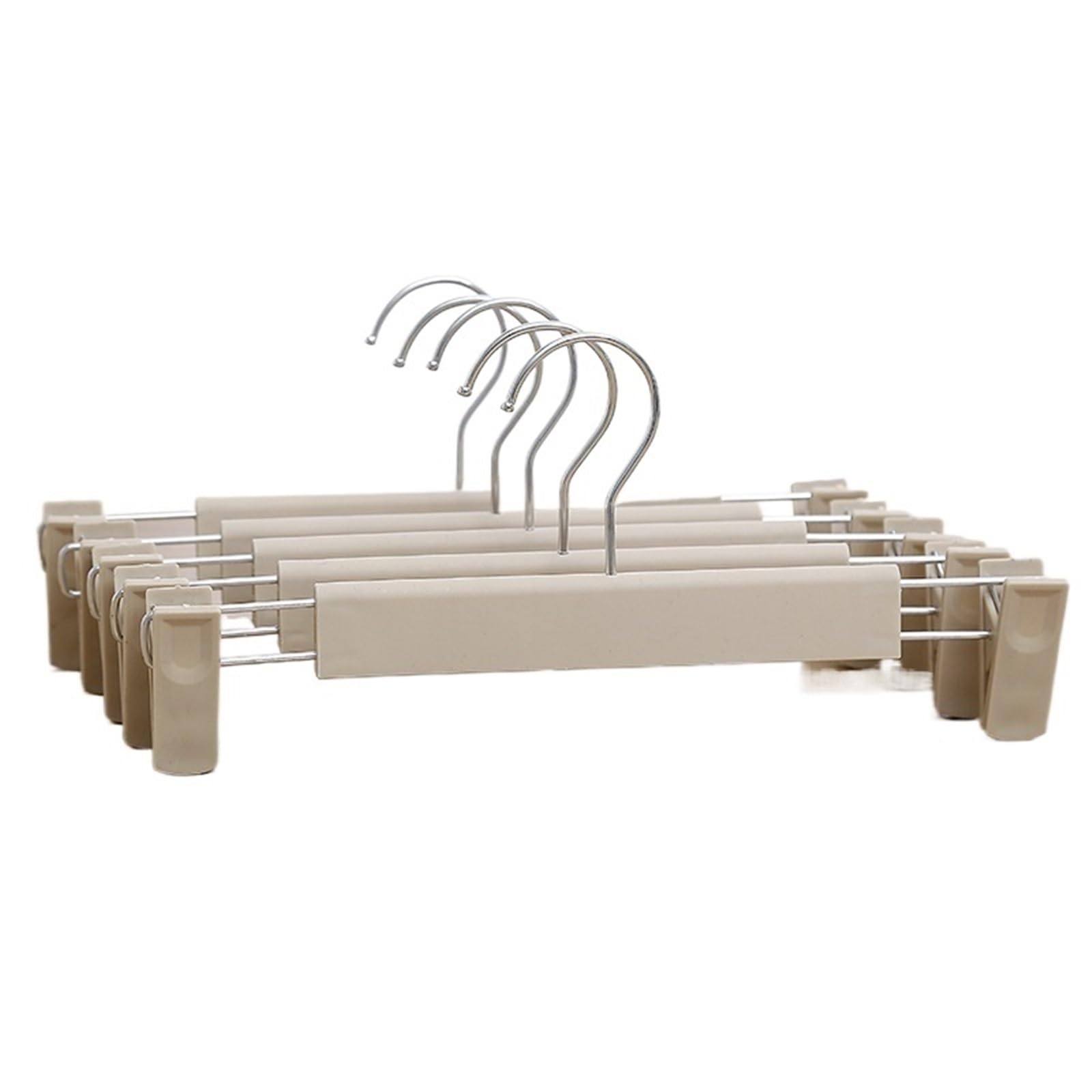Hangers With Clips 10PCS Plastic Frosted Pants Hanger With Two Clips Anti-slip(KHAKI-10pcs)