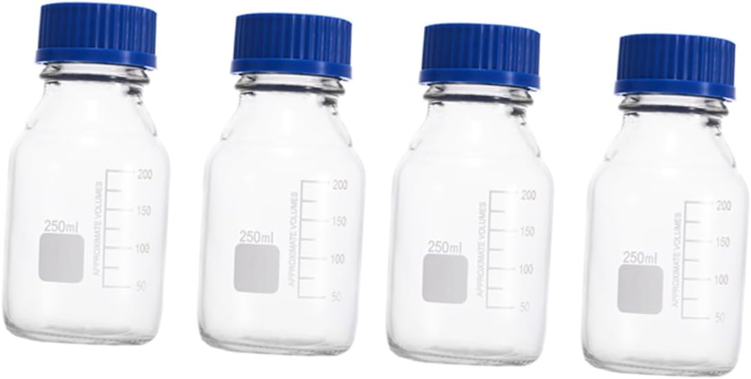 CHILDWEET 4pcs Glass Bottles for Lab Sample Vials Lids Sealed Containers for Chemistry Cosmetics