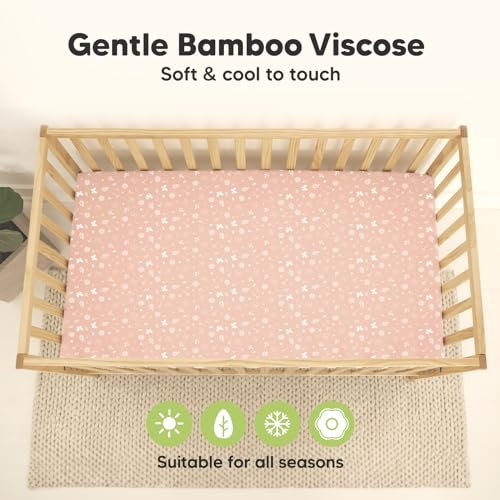 Image of KeaBabies 2-Pack Waterproof Baby Crib Sheets for Boys, Girls - 52x28 Viscose Derived from Bamboo Toddler Bed Sheet Neutral, Crib Mattress Protector Cover for Baby Bedding, Soft & Gentle (Butterflies)