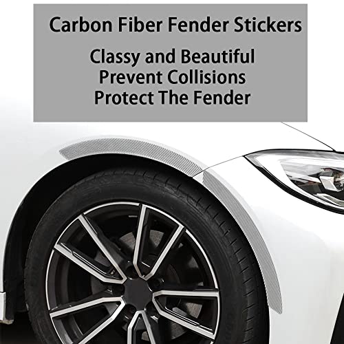 Image of Fender Anti-Scratch Protector Trim,Carbon Fiber Emblem Protector Fender Molding Side Stickers Decals Badge Sports Decoration Lossless Installtion Accessories 4 Packs Black