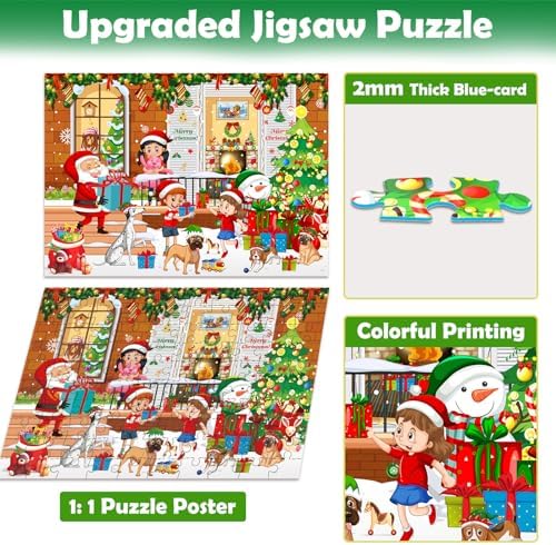 ZMLM Christmas Puzzles for Kids 4-8: Santa’s Gift - 100 Pieces Christmas Jigsaw Puzzle for Kid Children Ages 4 5 6-8 8-10 Years Olds Boys Girls Gifts Learning Educational Puzzle Toy Game 4 51TaEine0ML. AC