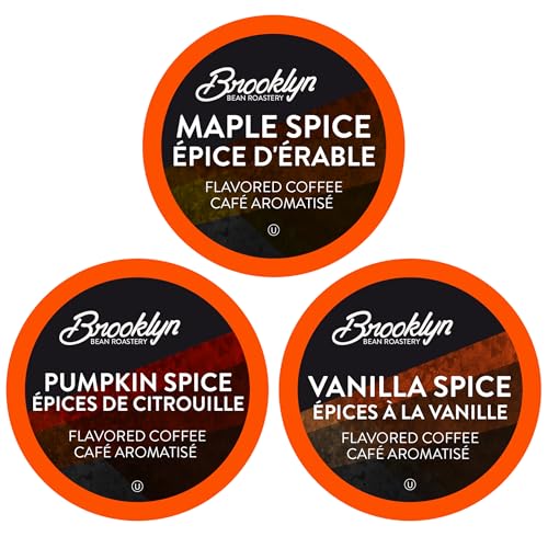 Brooklyn Beans Roastery Coffee Pods, Fall Flavored Variety Pack Sampler (Pumpkin, Maple, Vanilla) - Compatible with Keurig K Cup Brewers Including 2.0 Machines, 40 Count