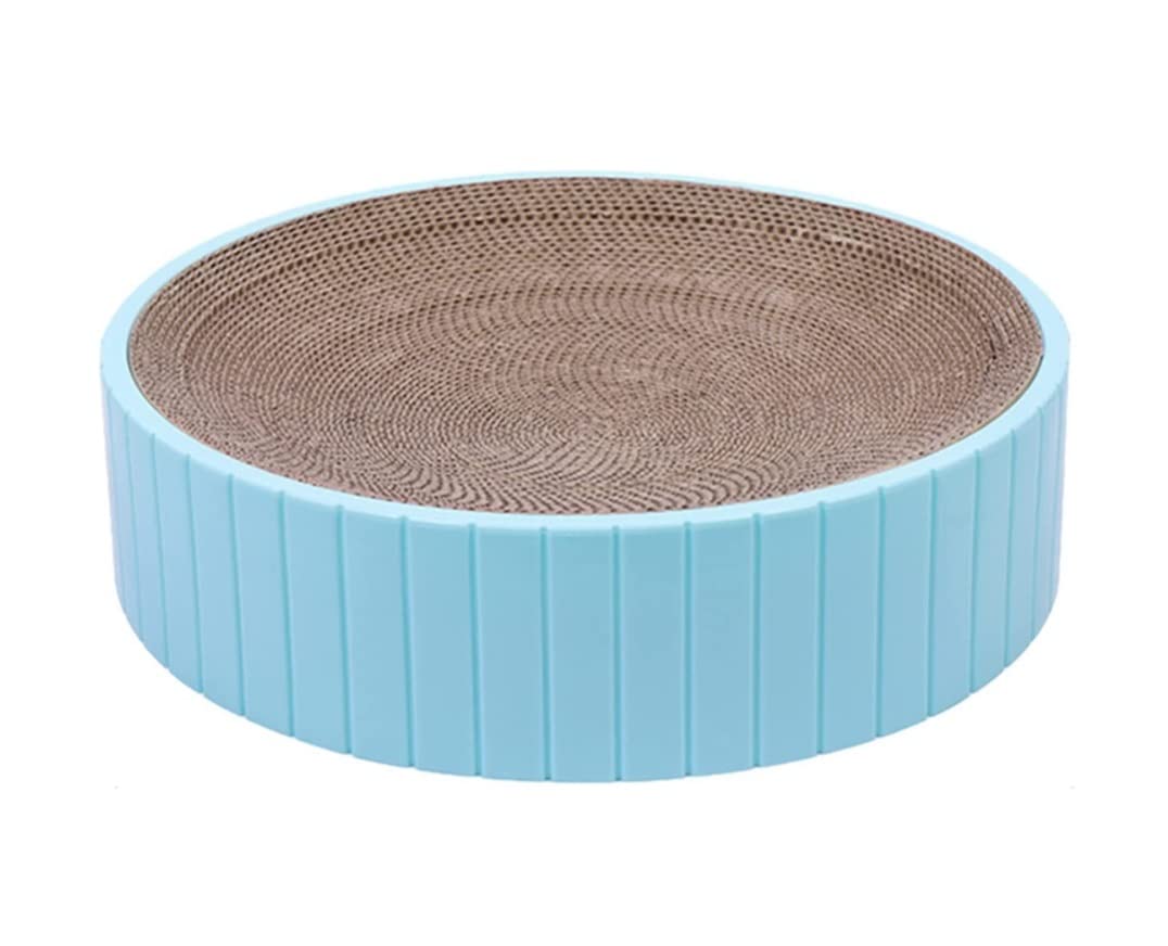 Rascador para Gatos de cartón Ondulado reciclable y sostenible con Hierba gatera (Azul, 40 x 40 x 10 cm)
