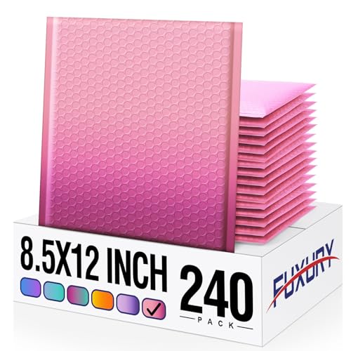 Image of Fuxury 240 Pack Thick Bubble Mailers 8.5x12 inch Gradient Pink Bubble Envelopes