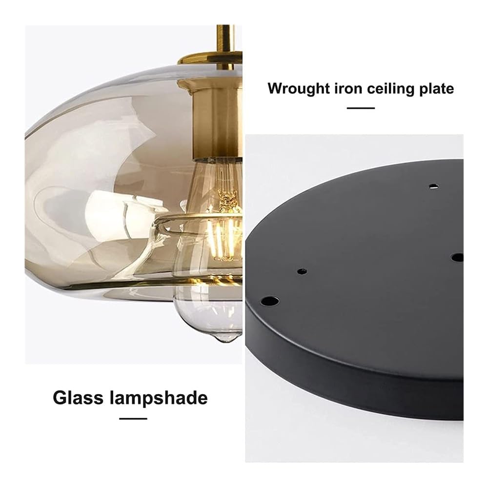 Nowoczesna lampa sufitowa, lampa wisząca, industrialny nieregularny szklany żyrandol, 3-punktowy, regulowany, bursztynowy, wiszący żyrandol restauracyjny do kuchni