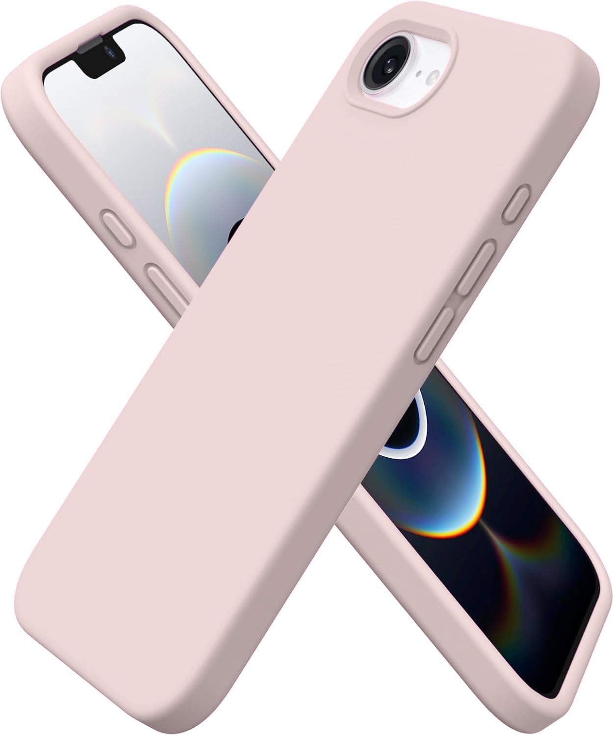 DIZORO Compatible with iPhone 17e / iPhone 16e Case 6.1" Liquid Silicone 3 Layers Full Covered Soft Gel Rubber Phone Case,Shockproof Protective Cover with Anti-Scratch Microfiber Lining -Sand Pink-picture-32