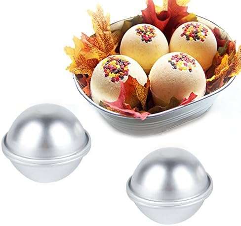 Metal Bath Bomb Mold -2 Molds (4 pieces) - 2.56" Diameter --Great for DIY Homemade Ball Bombs and Fizzies