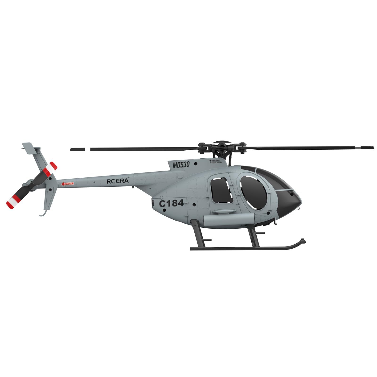 RC-ERA C184 MD500 RC Hubschrauber, 4-Kanal-Einpropeller, 6-Achsen-Gyrostabilisierter Ferngesteuerter Helikopter Mit Optischem Fluss Und Verbessertem Für Erwachsene – Grau / 2 Akku