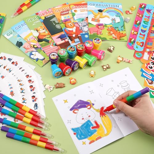 BenLouis 192 Pcs Graduation Party Favors for Kids Preschool Kindergarten Classroom Gifts Prize Coloring Books Set Bulk for Students Congrats Grad Goodie Bags Stuffers(Graduation Animals) - Image 4