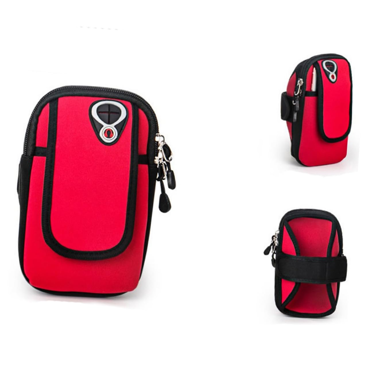 Housoutil Arm Package Bag Red Arm Bag Jogging Ewxercise Cycle Arms Package Mobile Phone Arm Bag Washable Breathable Adjustable Arm Bag Men and Women Fanny Pack Cell Phone