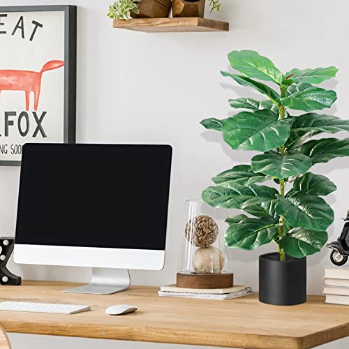 Kayfia Artificial Plants For Home Decor Indoor Faux Plant Fiddle Leaf Fig Tree 31.5" Tall With 24 Leaves & Pot Large Fake Plant For Office Modern Decoration Housewarming Gift #TOP4