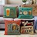 Vintage Beer Theme Decorative Throw Pillow Covers 18x18 Inch,4Pack Retro Bar Pub Home Decor Cushion Covers Bottle Cap Pillowcases for Couch Bar Party Decor