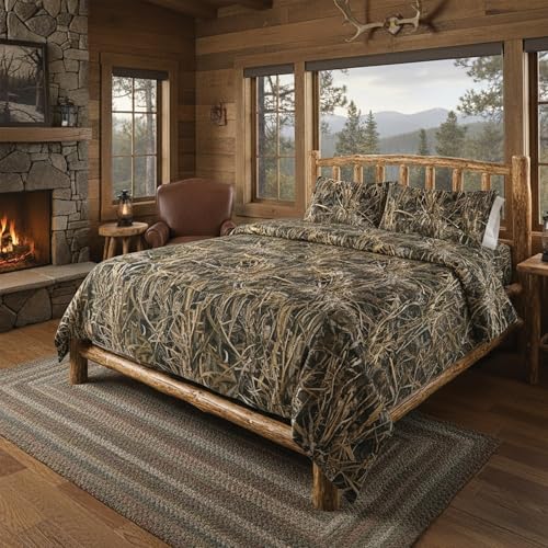 Northwest Realtree 5-Piece Queen Size Bed in a Bag Set 1 Comforter 1 Fitted Sheet 1 Flat Sheet 2 Pillowcases All Seasons Bedding MAX-7 Camo